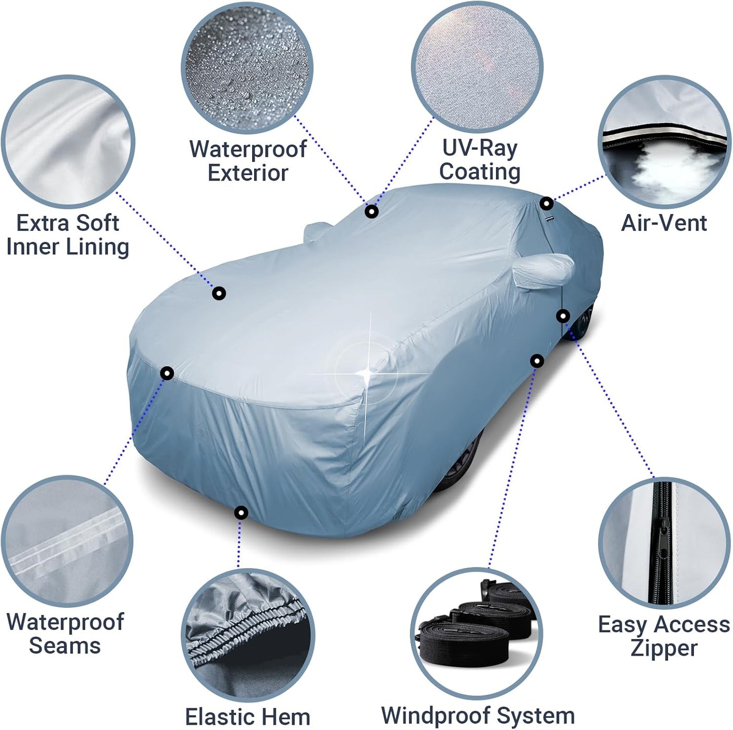 iCarCover Premium Car Cover for 1989-1994 Porsche 964 Heavy Duty Waterproof All Weather Automobiles Custom Fit Indoor Outdoor UV Snow Protection Covers with Straps and Bag