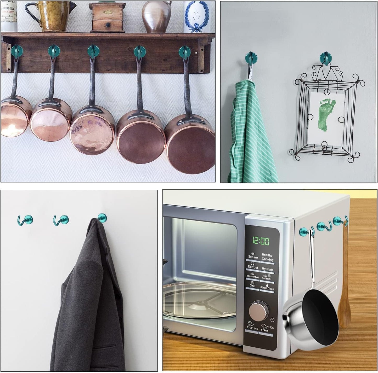 DIYMAG Magnetic Hooks, 30Lbs Strong Heavy Duty Cruise Magnet S-Hook for Classroom, Fridge, Hanging, Cabins, Grill, Kitchen, Garage, Workplace and Office Etc, (10 Pack-Green)