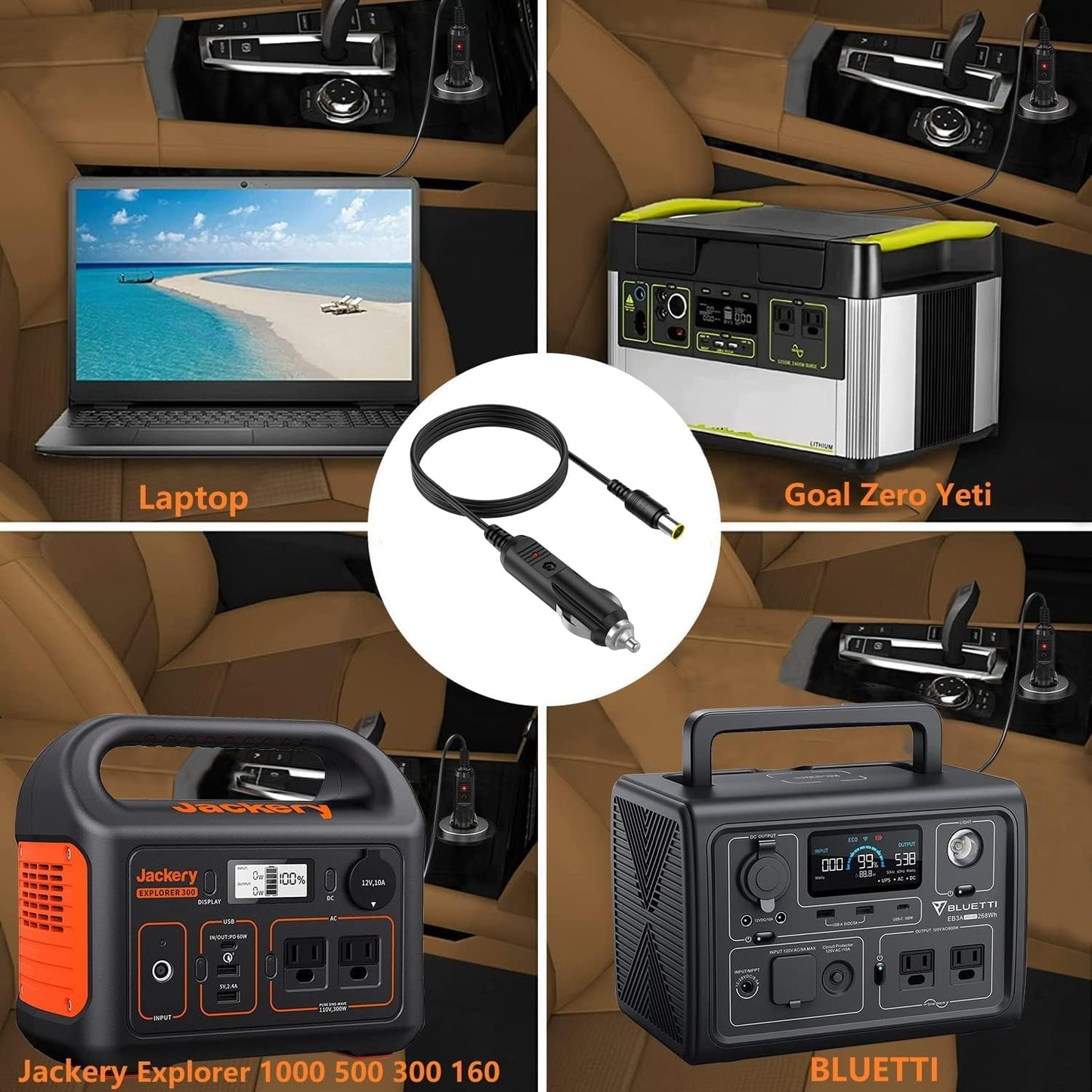 Car Charger Power Adapter Compatible with BLUETTI Car Charging Cable EB3A / EB70 / EB70S Portable Power Adapter 2M/6.5FT Charging Cord with DC 8MM Input Port