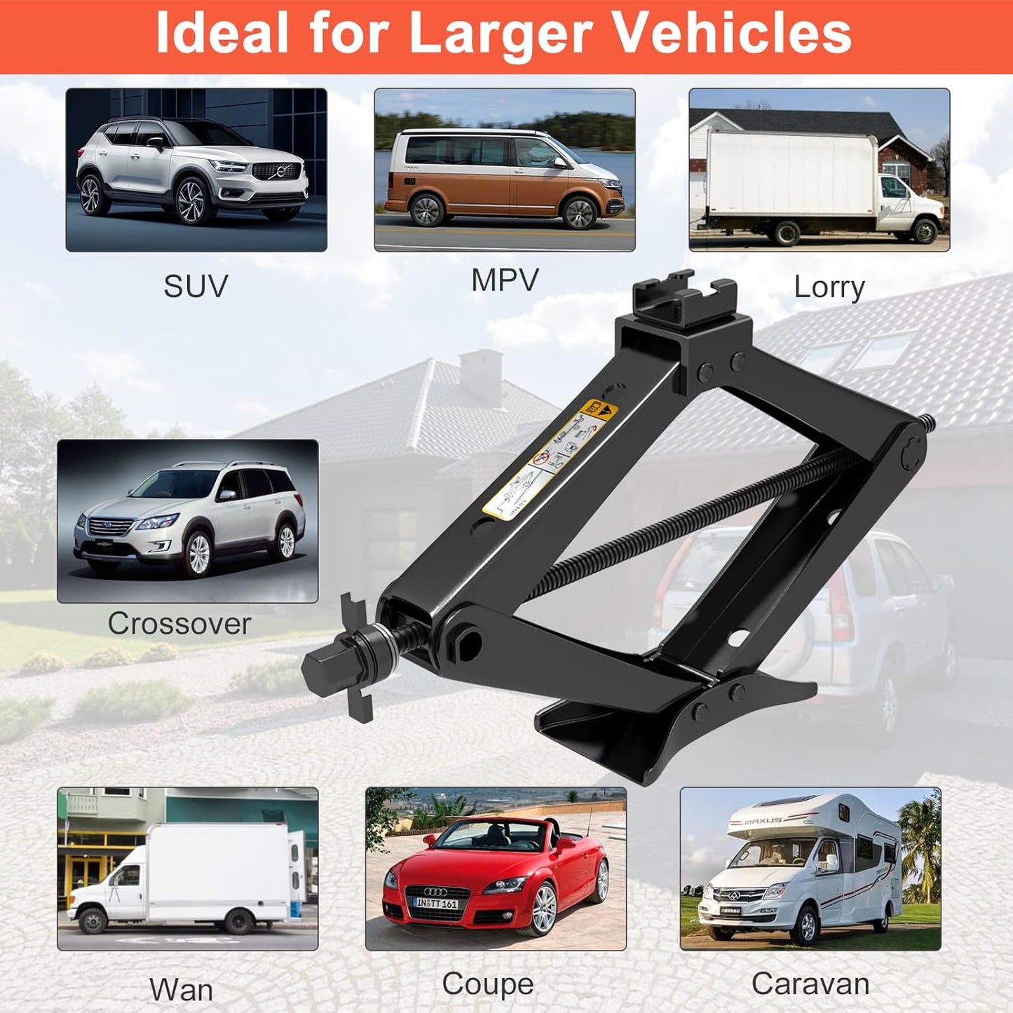 IMAYCC Scissor Jack, Portable Car Jack Kit 6614 lbs (3 Ton), Universal Tire Change Kit for Auto/SUV/MPV - Tire Jack Max 17 Inch