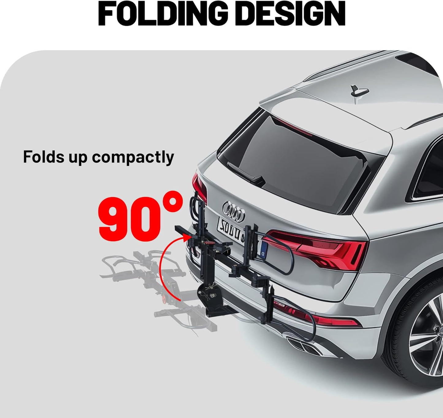Young 200 lbs. 2 Bike Rack Hitch Mount Platform Style for Cars Trucks SUVs Minivans, fits MTB Gravel Road Bike with Up to 5-inch Fat Tire Carrier Rack - 2" Hitch Receiver