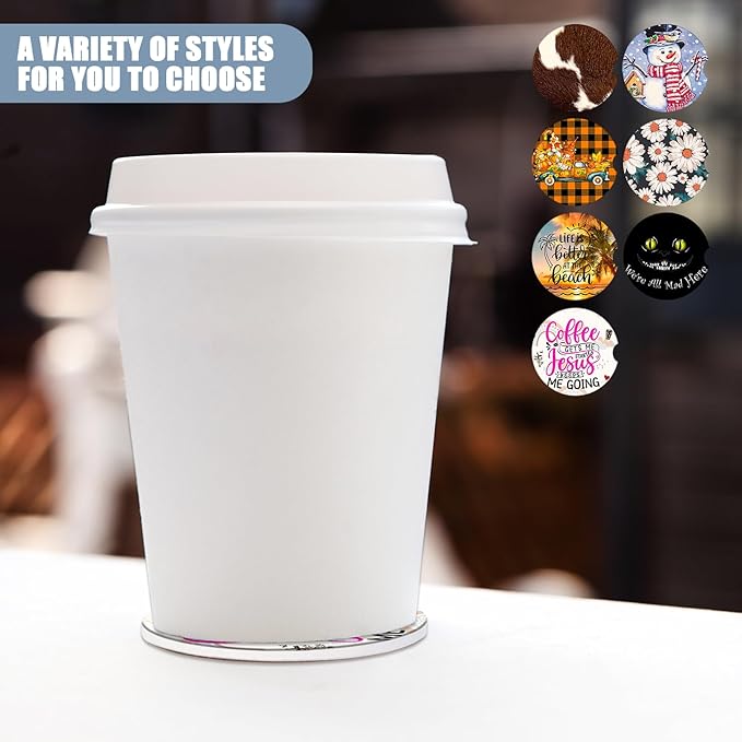 Car Cup Holders Coasters - Funny Coffee Lover Absorbent Ceramic Coaster, Car Coasters for Cup Holders, Auto Accessories for Women & Men, Pack of 2