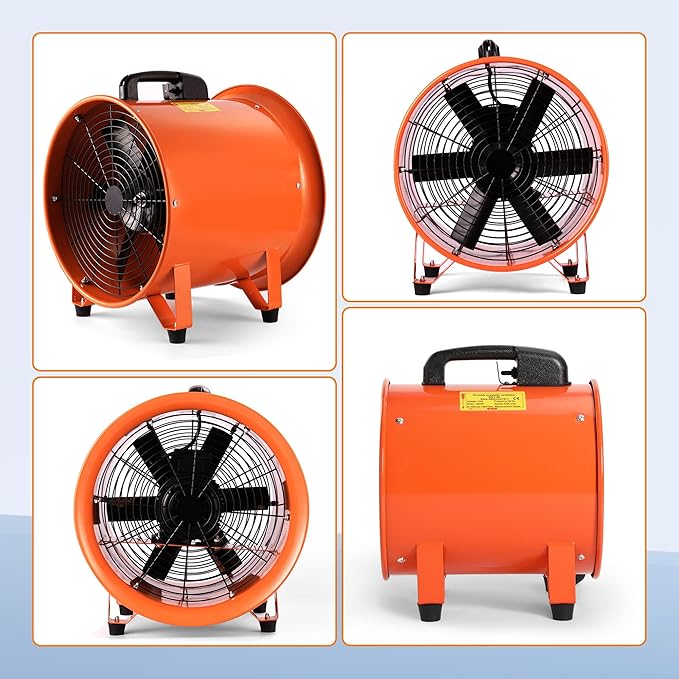 Rengue 16 Inches Utility Blower Exhaust Fan with 32.8 FT Duct, 3300 r/min High Velocity Low Noise Extraction and Ventilation Fan with Duct Hose