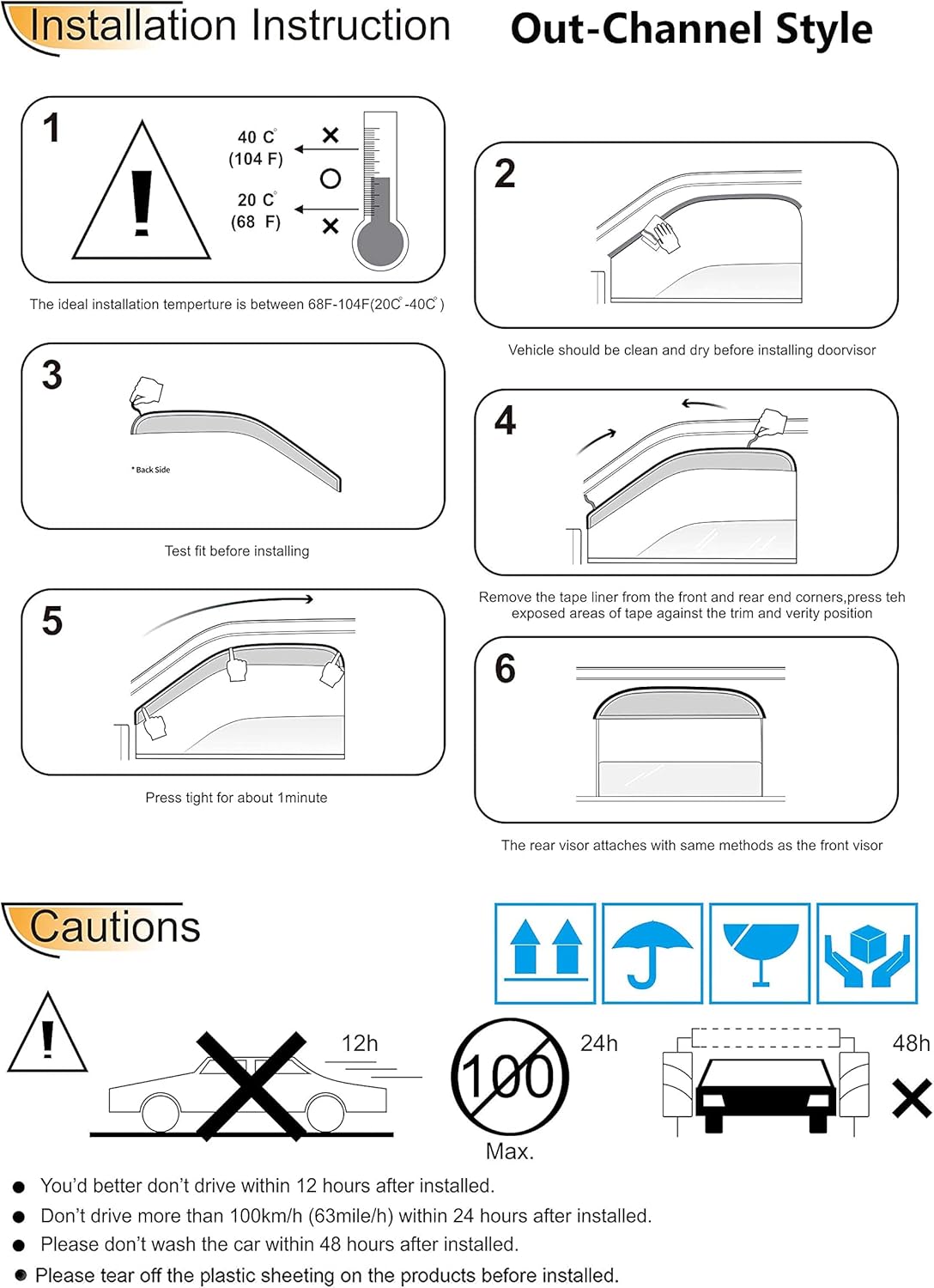 94332 Side Window Visor Wind Vent Deflector fit for 2020-2025 Ford Explorer,4pcs Outside Mount Style Dark Smoke Nice Sun Rain Guards Set