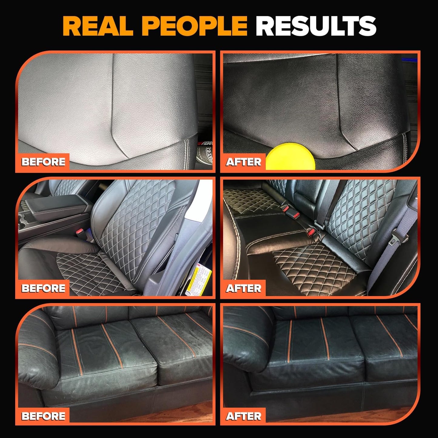 Carfidant Ultimate Leather Conditioner & Restorer - Full Leather Restore & Conditioning Kit with Applicator Pad for Car Seats, Couch, Furniture, Shoe, Sofa, Bag & Purses - 18 fl. oz.