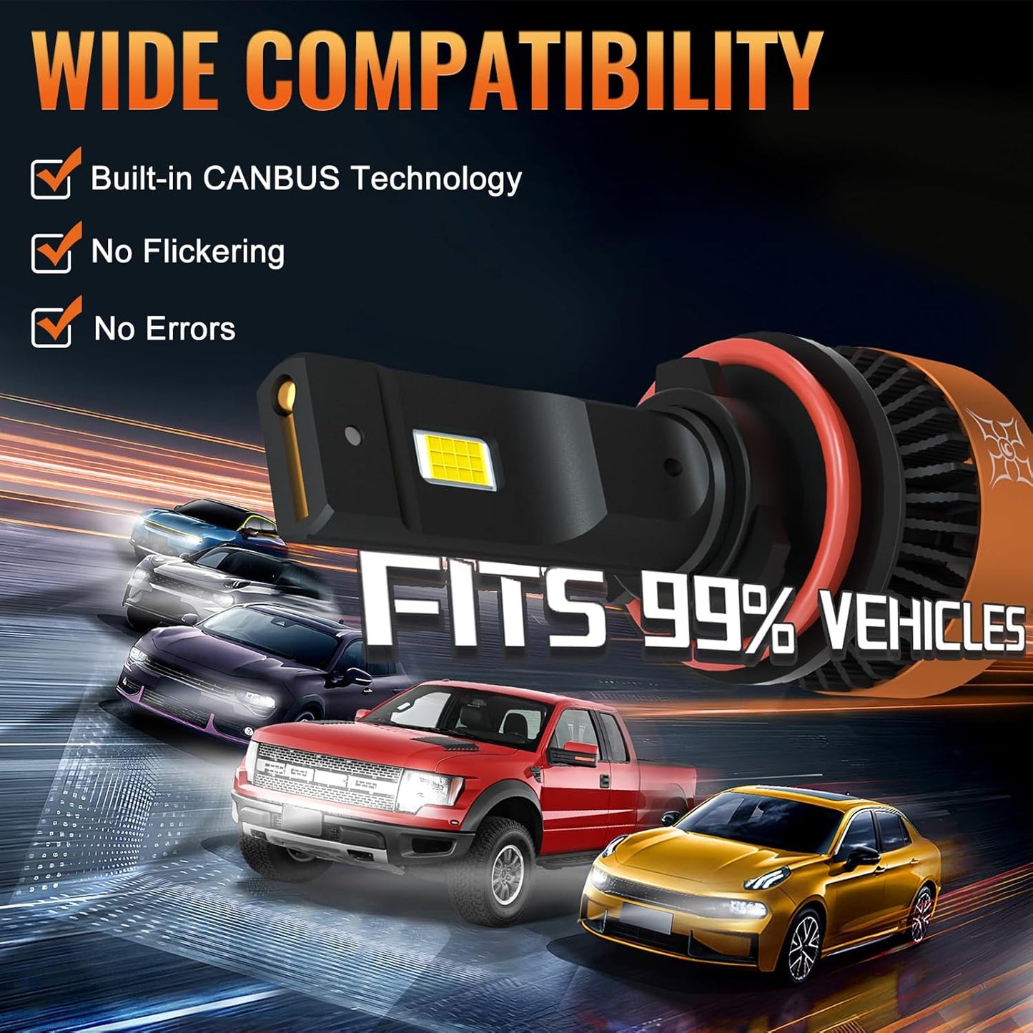 HIKARI WINGS H13/9008 LED Fog light, 30000LM Pure White 6000K LED Bulbs, Plug & Play IP68 Waterproof Pack of 2