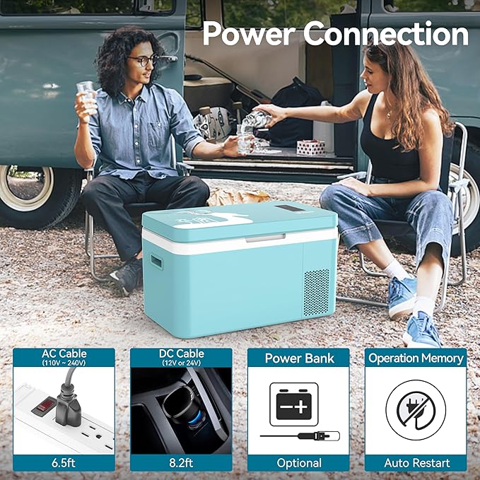12 Volt Car Refrigerator Dual Zone 25 Quart Portable Freezer 12V Fridge Compressor Cooler 12V/24V DC 110~240 Volt AC for Truck Van RV SUV and Home Use -18℃~+15℃ (Glass Door)