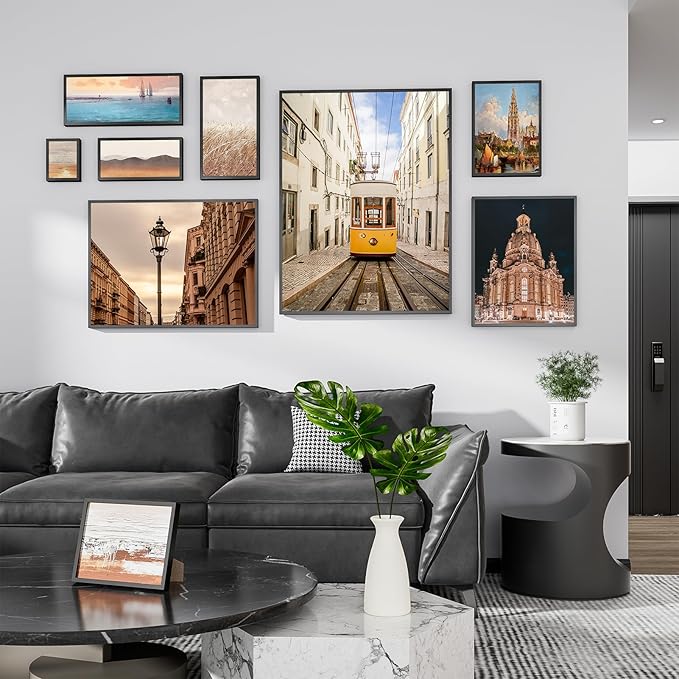 Heimlove 8x11 Metal Picture Frame,Black Aluminum Photo Frames-Real Tempered Glass,Tabletop Display,Mounting Horizontally or Vertically Decor for Wall-1Pack