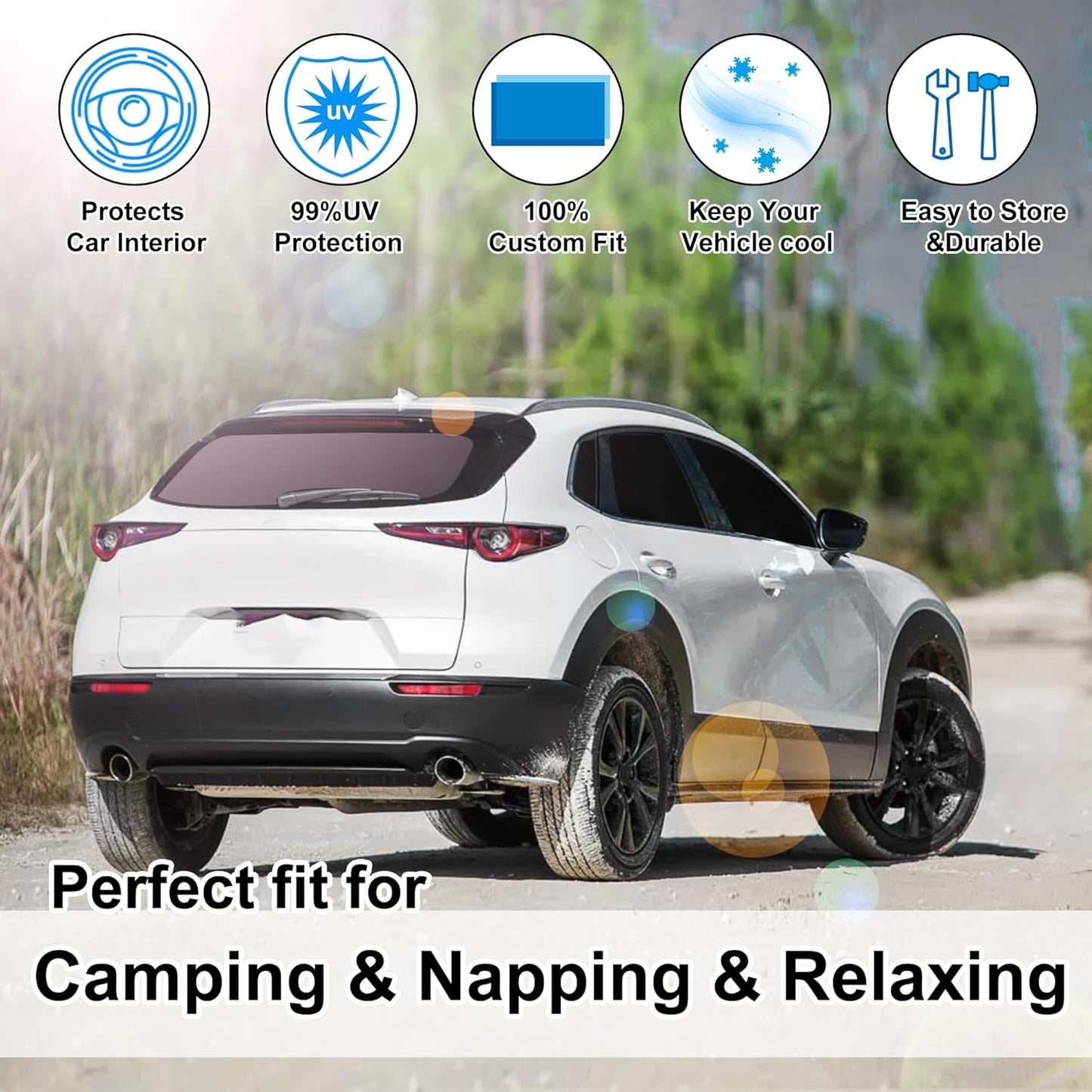 TINGLU Window Shades for Mazda CX-30 2019-2024 2025 Accessories Car Side Full Windows Rear Triangular Windshield Sun Shade Sun UV Rays & Privacy Protection for Camping,Napping,and Relaxing 8PCS