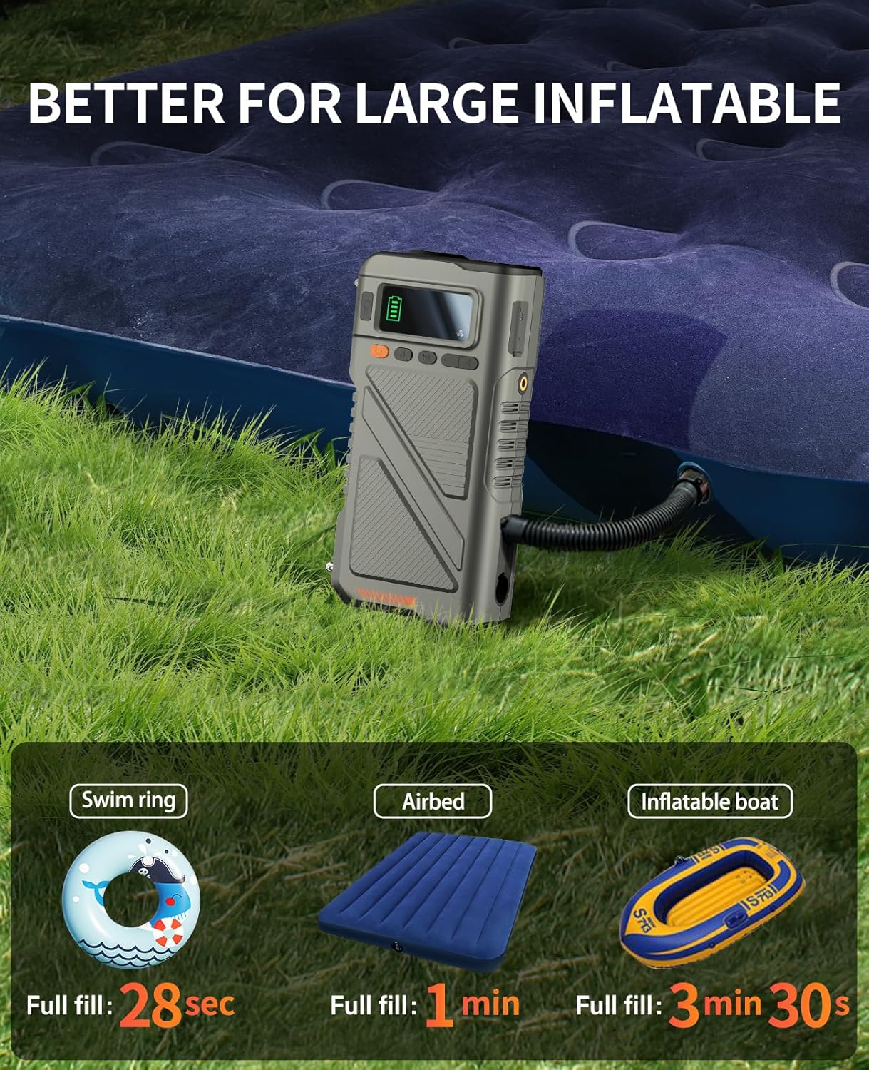 Car Jump Starter with Air Compressor 9000A, 9 in 1 Jumper Box for Car Portable 12V Jump Pack(All Gas/16L Diesel) Combo 150 PSI Tire Inflator & Air Inflator/Deflator Pump w/Extended Jump Cable