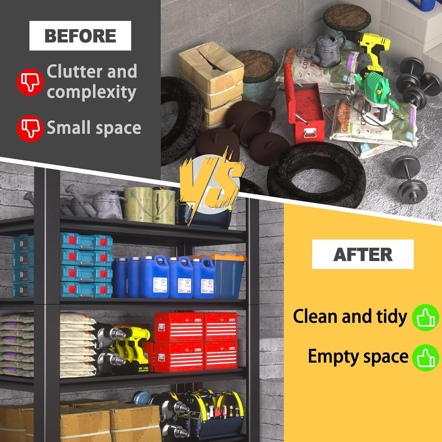 76" H x 60" W x 24" D 5-Tier Heavy Duty Garage Shelving Unit, 3000 LBS Capacity Metal Storage Rack,Adjustable Steel Shelves for Garage, Warehouse, Basement, Pantry, Workshop.2 Pack