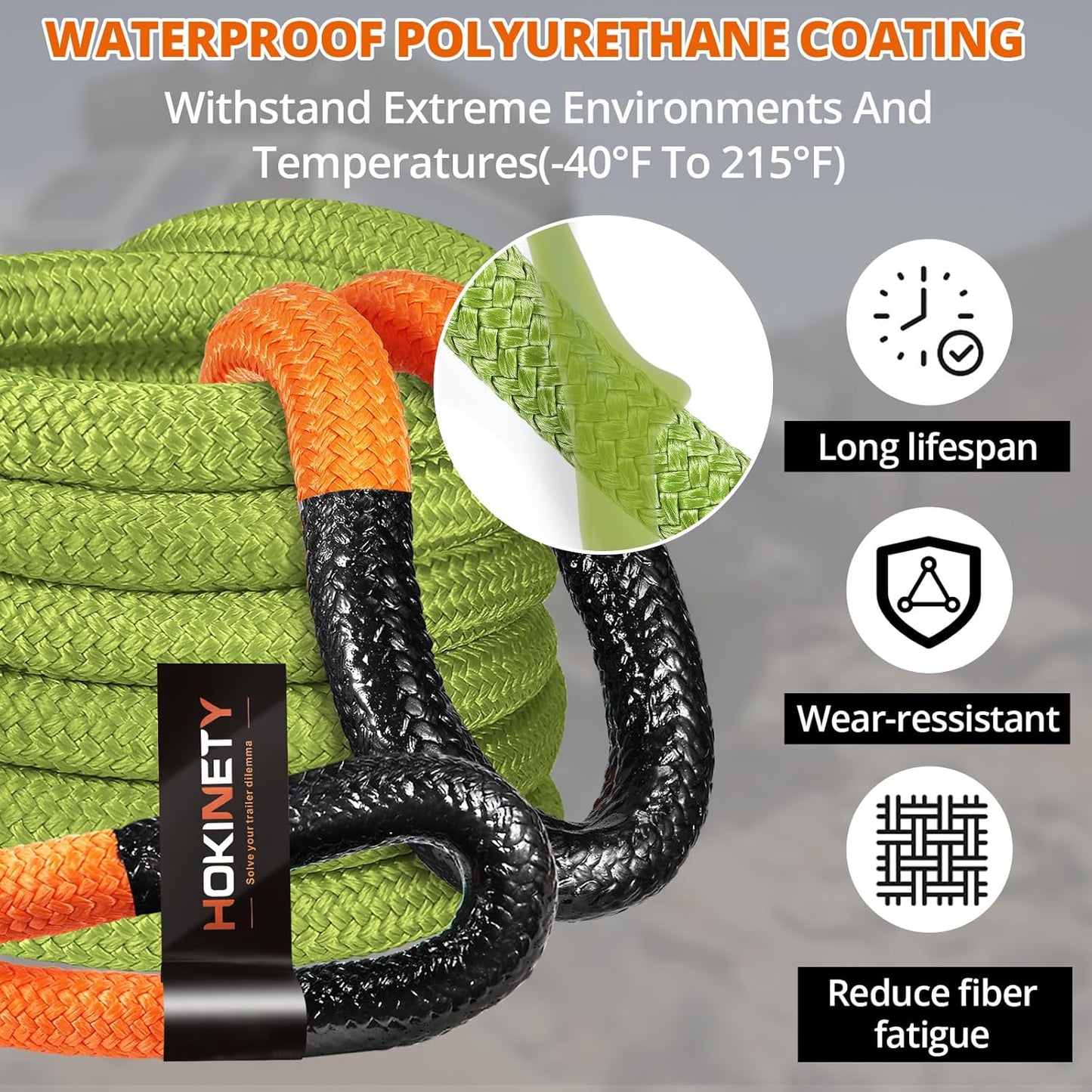 Kinetic Recovery Tow Rope: 1-1/8" x 20ft 48000LBS Snatch Strap with Soft Shackles Heavy Duty Offroad Towing Straps Kit for Trucks SUV UTV ATV Tractor Car Jeep - Green