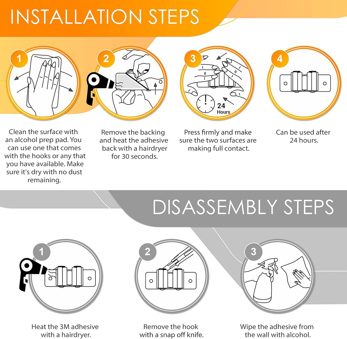 Self Adhesive Broom and Mop Holder Wall Mounted – SUS304 Stainless Steel 2-Slot Organizer with Anti-Slip Rubber Grips, 25lb Load, Adjustable for 0.6–1.4" Handles, Garage Kitchen Bathroom Use, 3 Pack