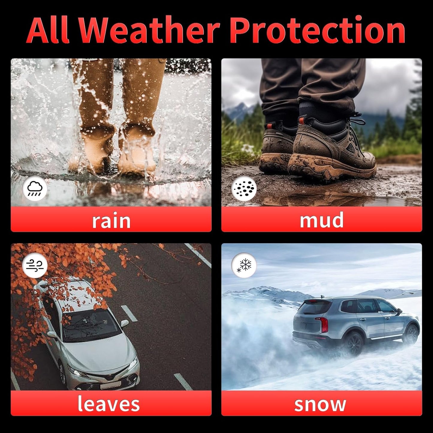 Wayhigh-All Weather Floor Mats and Cargo Mat Set Fit for 2025 Nissan Murano, TPE Car Mats Waterproof Heavy Duty Rubber Floor Liners for 2025 Nissan Murano Accessories