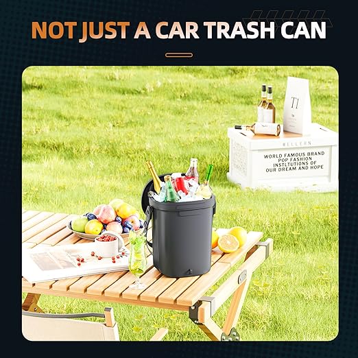 Surume 2 Gallon Silicon Car Trash Can with Lid - 100% Leak-Proof Trash Bin, Waterproof Garbage Can, Gifts for Men and Women