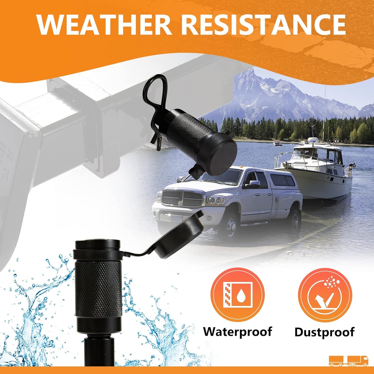 Trailer Hitch Pin Lock Set 1/2 Inch and 5/8 Inch with 2 Locking System, 4" Long Span with Extra 3/4" Dia Adaptor Locking Hitch Pin and Anti-Rattle O-Rings for Class I-V Hitches