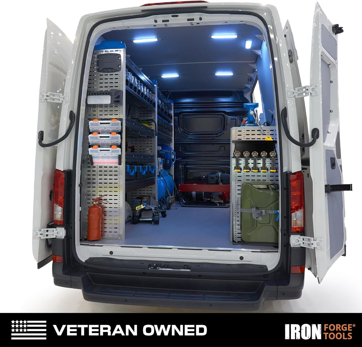 Metal Power Tool Organizer Wall Mount - 5 Drill Holder Cordless Powertool Dock, Enclosed Utility Trailer & Garage with Locking Rack