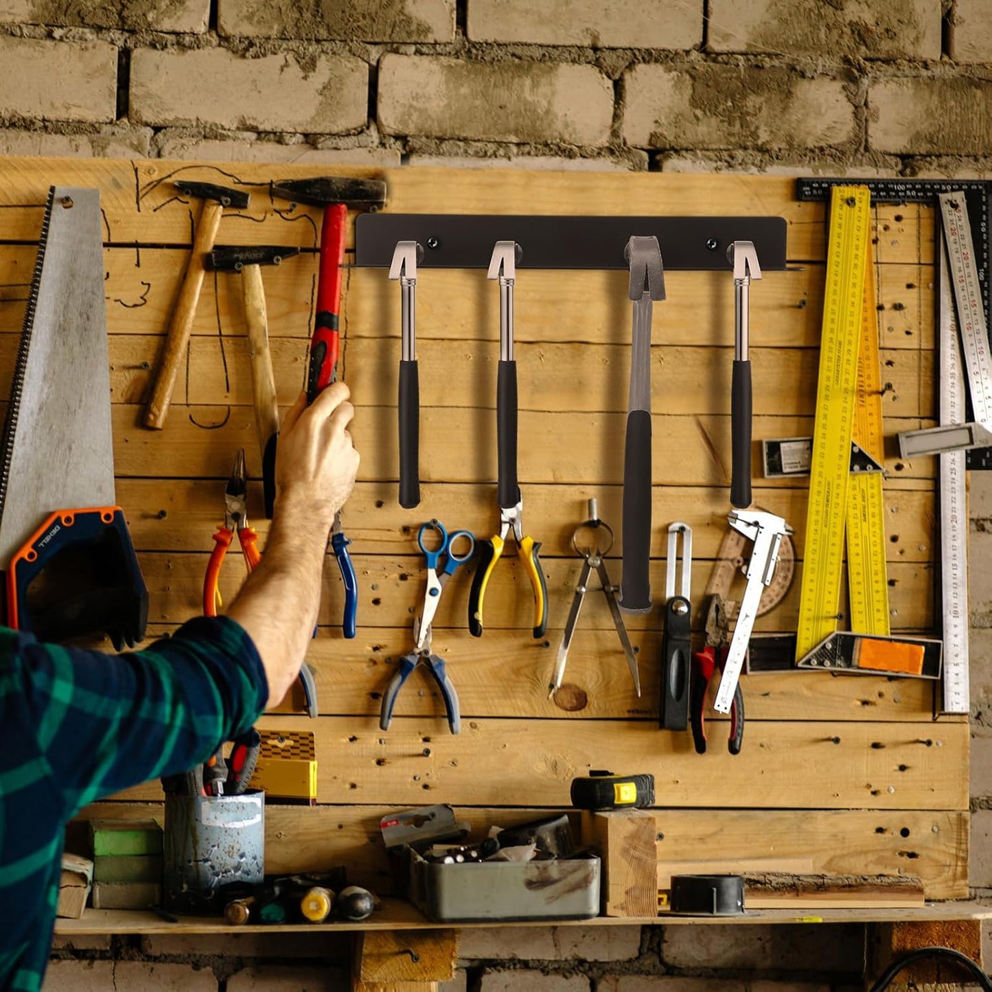 2 Pcs Metal Wall Mounted Hammer Rack Hand Tools Storage Screwdriver Organizer for Garage Workshop