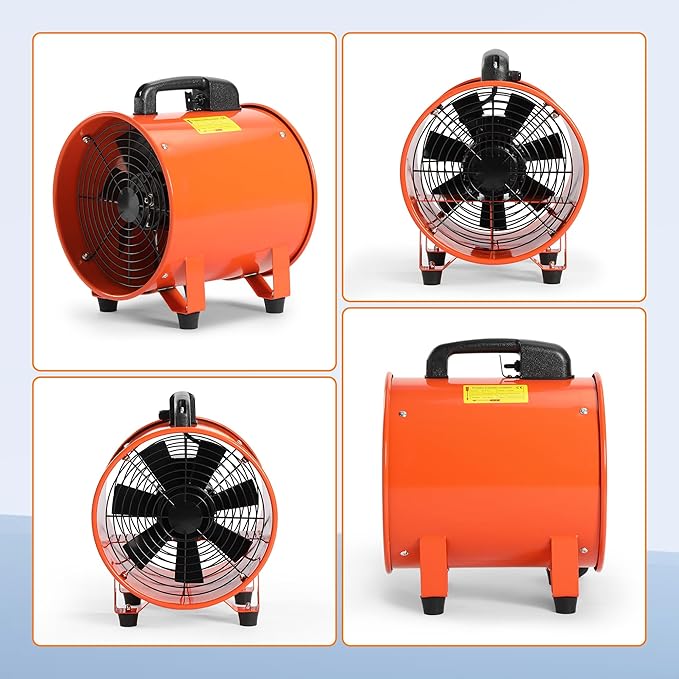 Rengue Utility Blower/Exhaust with 32.8ft Hose Fan, 1900 or 2800r/min Two Modes Heavy Duty Blower Fan 12 Inches High Velocity Ventilation Extraction with Duct Hose
