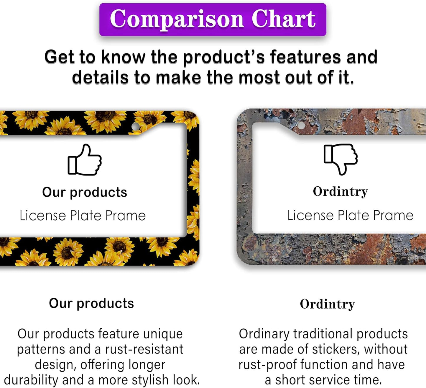 License Plate Frames Black Yellow Fun License Plate Frame Cover Aloha Hawaii Hibiscus Floral Flowers Colorful Universal Aluminum Car Accessory 2 Pack with Screw Covers Set