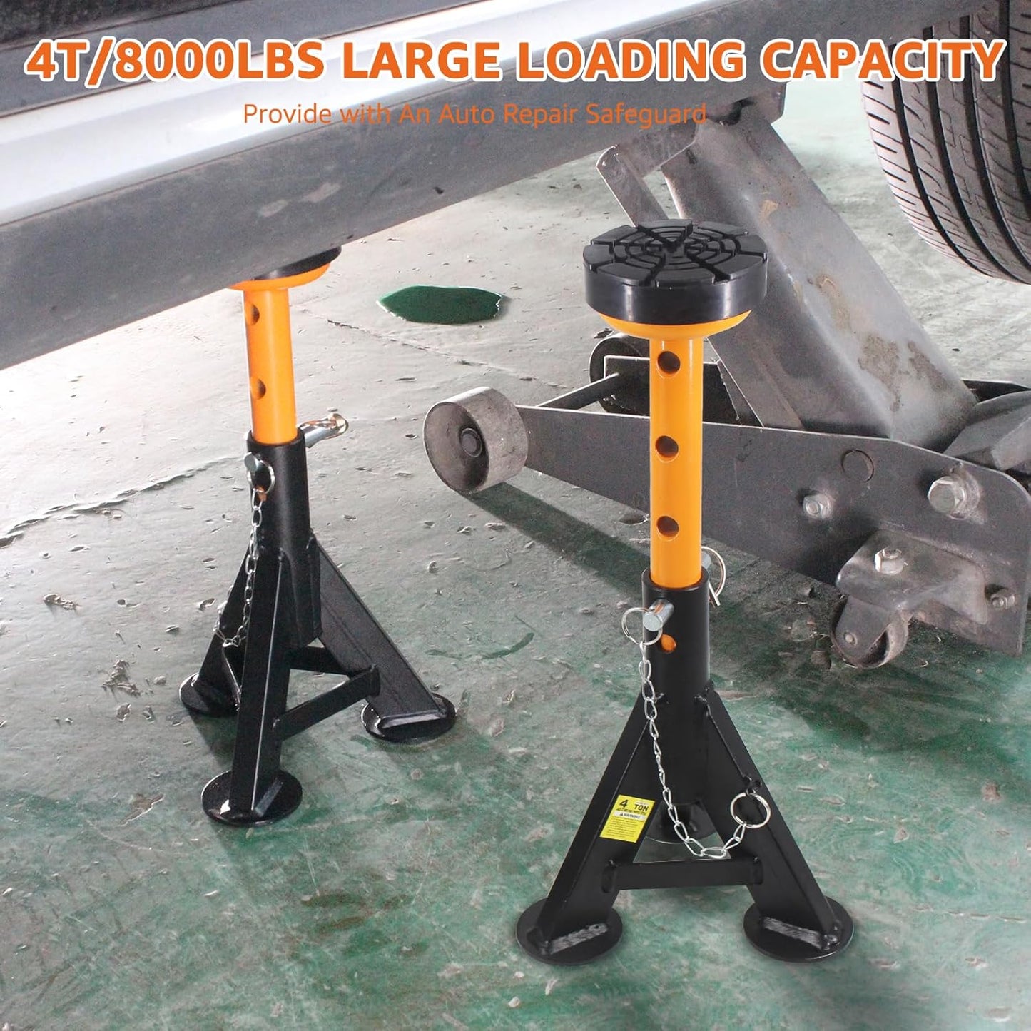 BESTOOL Heavy Duty Jack Stand,Low Profile Car Jack Stand with Security Locking Pins-4ton (8000Ibs) Capacity, 2 Pack