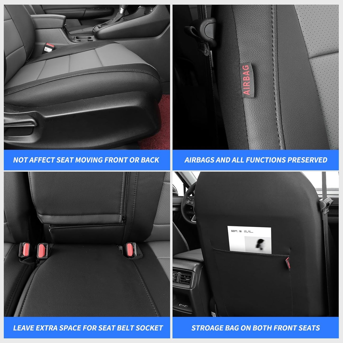 coverdream CRV Waterproof Leather Seat Covers Custom Fit for 2017-2022 Honda CRV LX,EX,SE,EX-L,Touring,Hybrid,Full Coverage,Airbag Compatible,Car Seat Protector(Full Set,Black&Brown)