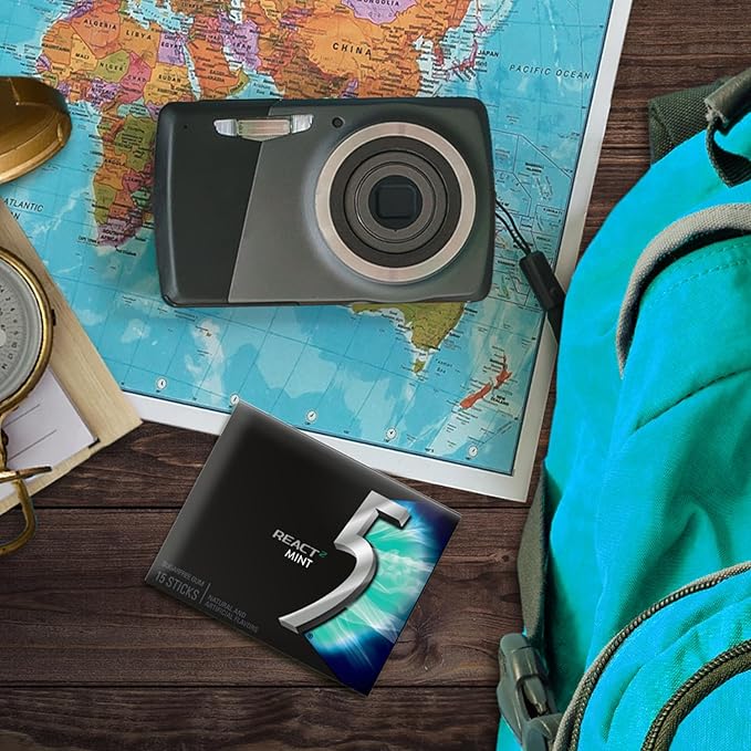 5 GUM React Mint Sugar Free Chewing Gum Bulk, 15 Stick (10 Pack)