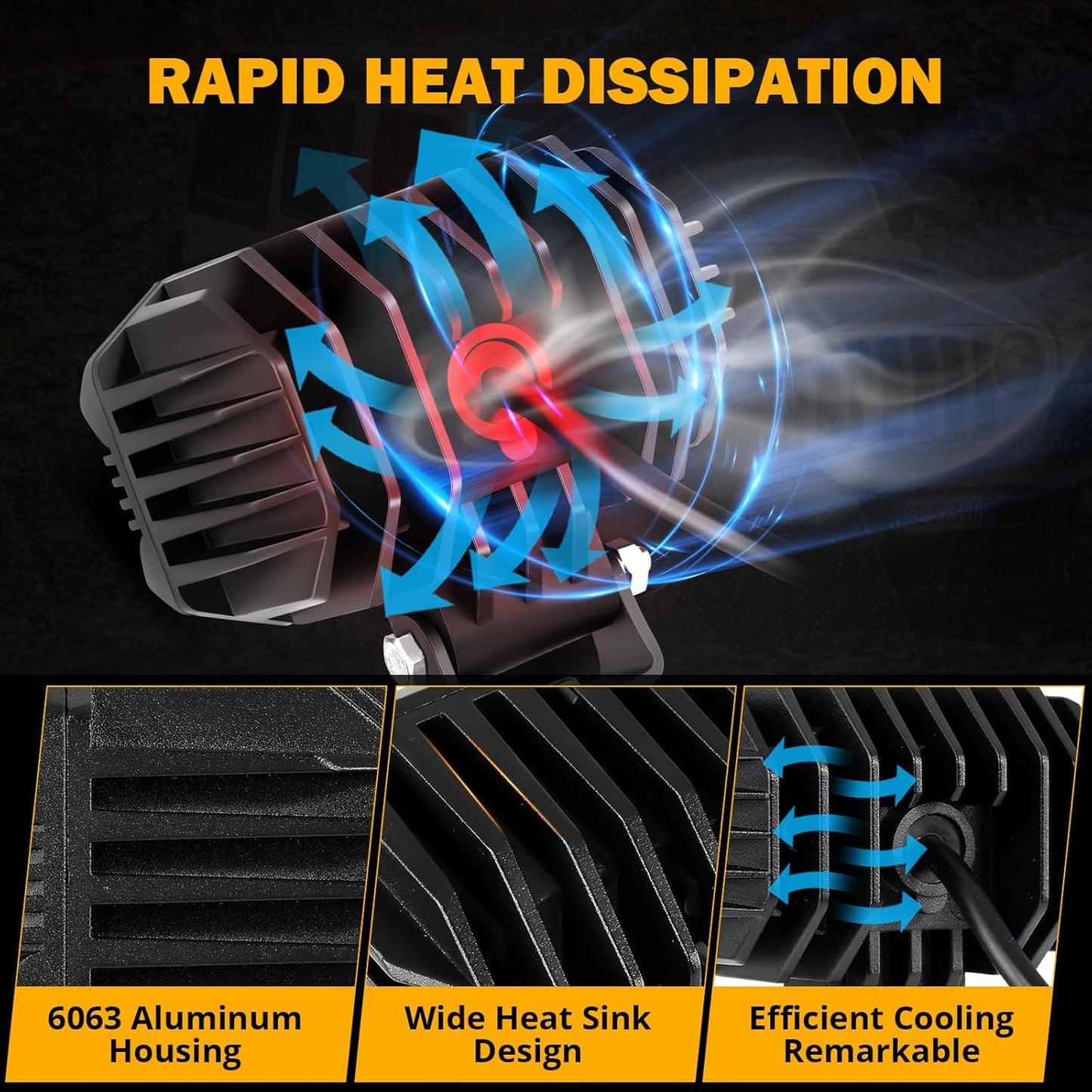 Auxbeam 4 Inch LED Light Pods, 60W Square Offroad Driving Light Super Bright 120° White Broad Flood Beam Pods Light with Off Road Wiring Harness for Wrangler Truck Pickup SUV ATV UTV (2 Pcs)