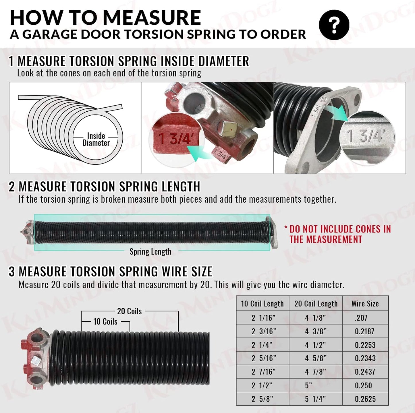 Pair of 1.75" Garage Door Torsion Springs Set with Non-Slip Winding Bars&Gloves, High Precision Electrophoresis Oil-Free Black Coated for Replacement, MIN 16,000 Cycles (0.243 x 1.75"x 32")