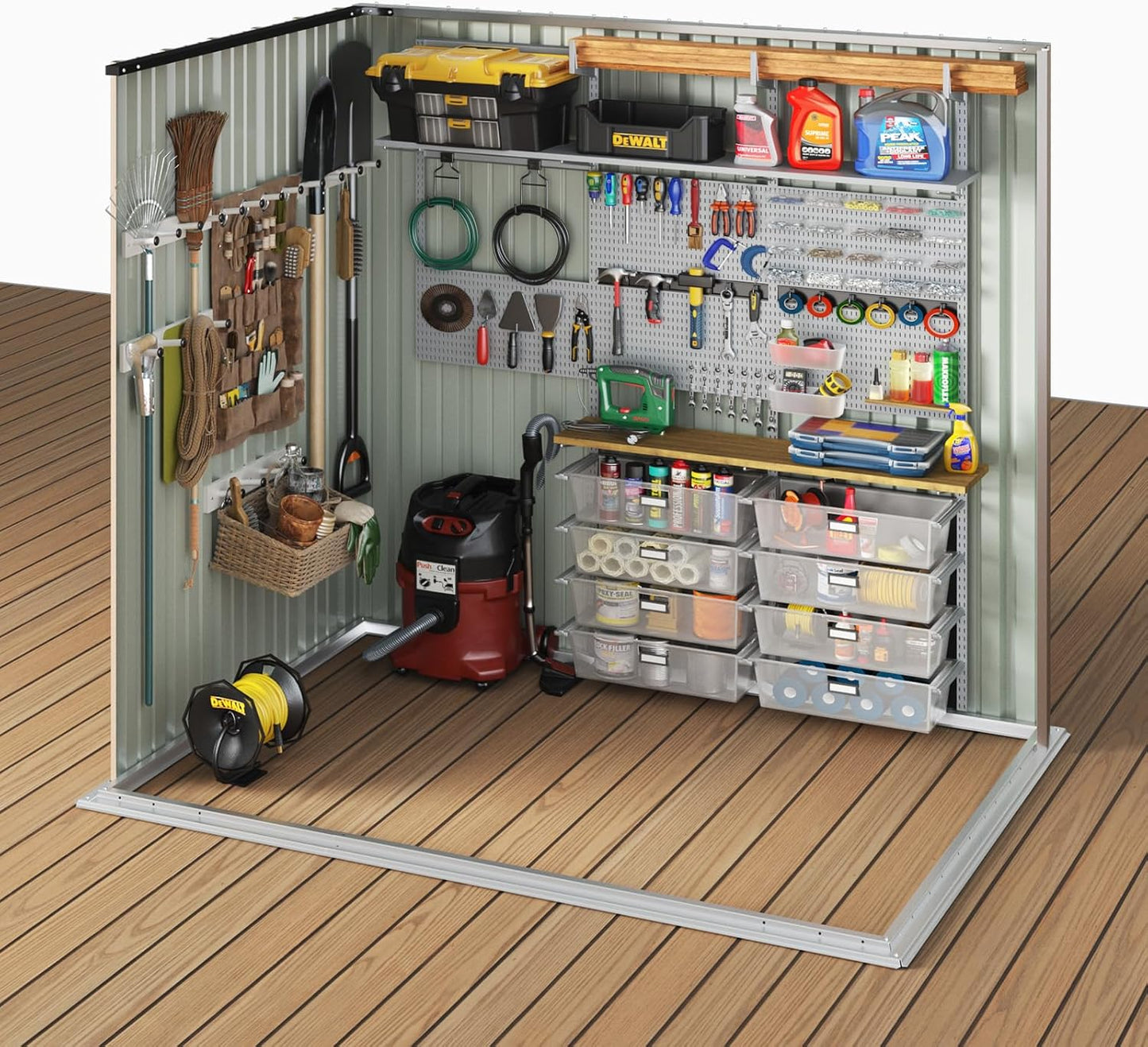 Aoxun 7.5x6 FT Outdoor Shed Metal Storage Shed with Single Slooping Roof Lockable Door Steel Utility Tool Shed Outdoor Waterproof Shed Garden Shed for Backyard Garden Patio Lawn, Brown