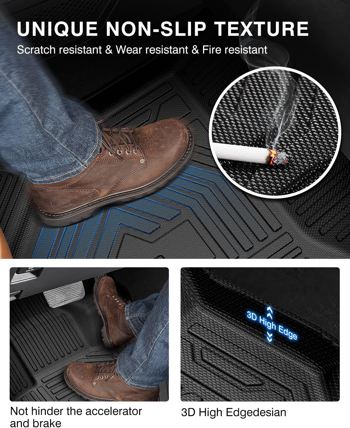 Powerty Floor Mats & Truck Bed Mat for 2022-2024 2025 Ford Maverick Gas Model Accessories Floor Mats 2 Row Liner Set All Weather TPE 3D Floor Liners&Truck Bed Liner