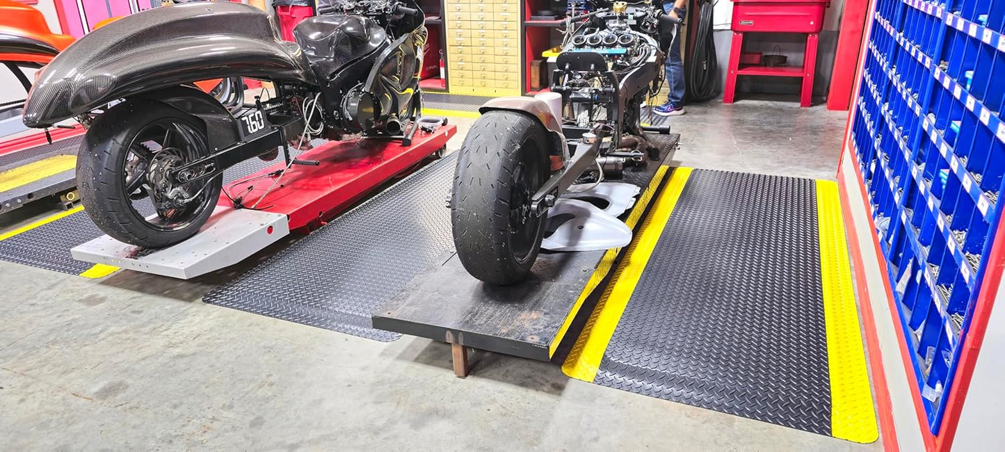 Rhino Mats, American Classic Diamond Anti-Fatigue Mats, Industrial Ergonomic Comfort Standing Mat for Work, Home, Garage, Office, Kitchen or Anywhere (Black/Yellow 1" Thick, 3 FT. x 16 FT.)