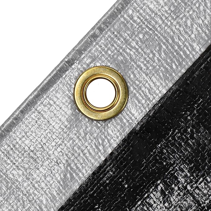WHITEDUCK Super Heavy Duty Poly Tarp Cover 16 Mil & 10 Mil with Grommets and Reinforced Edges (Brown, White & Silver Black) (Silver Black- 16 Mil, 16' x 20')