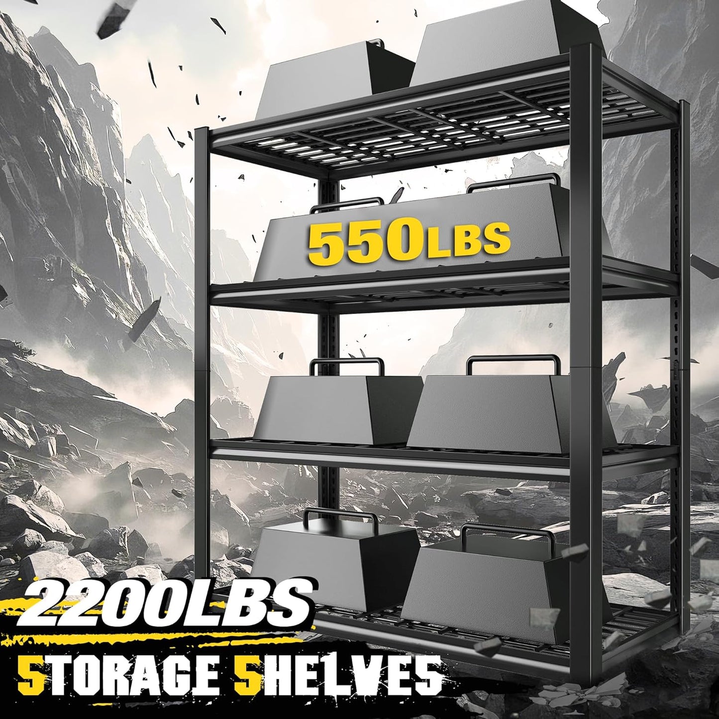 REIBII 40" W Storage Shelves 2200LBS Garage Shelving Heavy Duty Metal Shelving Adjustable Metal Shelves Industrial Shelf for Warehouse Basement Pantry Kitchen, 2 Pack