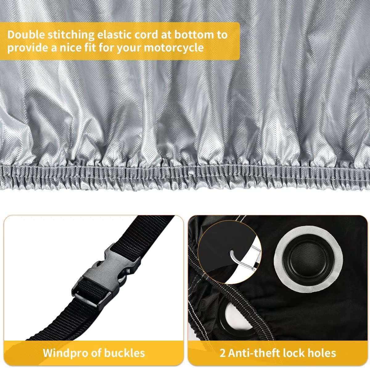 Coverado Motorcycle Cover Waterproof, All Weather Protection Outdoor Full Motorcycle Covers - UV Proof with Flame Retardant Fabric Fit for Harley Davidsion Yamaha Honda Suzuki (up to 93" Motors)