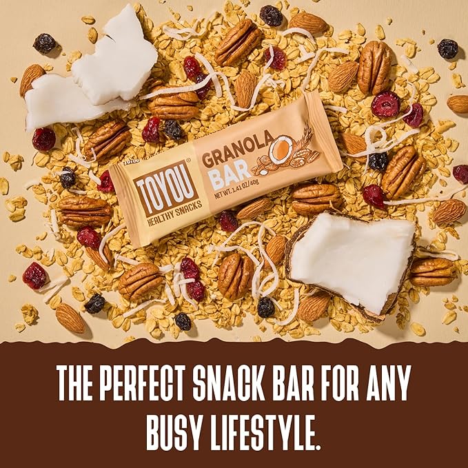 ToYou Chewy Fruit and Nut Bars - Healthy Protein Snacks | Granola Bar - 1.41 Ounce (Pack of 12) | Soft Chewy, Vegan, Fiber-packed Granola Bars for Adults and Kids, Made with Natural Ingredients