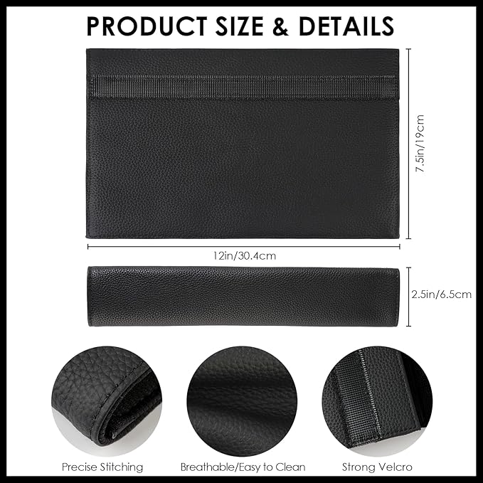 Car Seat Belt Covers for Adults Soft Leather Seatbelt Shoulder Pad Neck Cushion Protector Comfortable Driving Car Accessories Truck SUV Airplane Backpack (SC01Black-12.4in-1Pack)