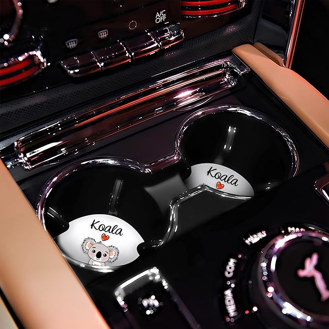 2 Pack Koala Car Cup Holder Coaster, Cute Car Interior Accessories Drink Coaster for Women & Men, Koala Lovers Themed Gifts Stuff Accessories Things Merchandise Items!