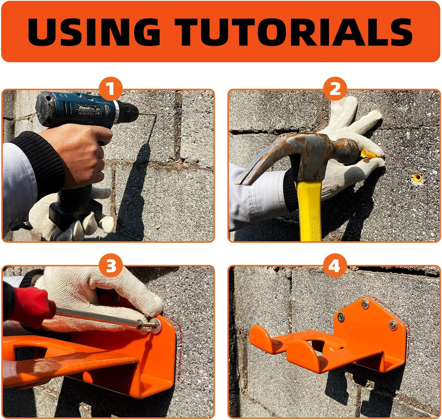 Weedeater Hanger, 4 Pack Weed Eater Hanger for Wall, Heavy Duty Weed Wacker Hooks for Garage, Garage Organization Storage Shed Organizer Mounted Trimmer Rack