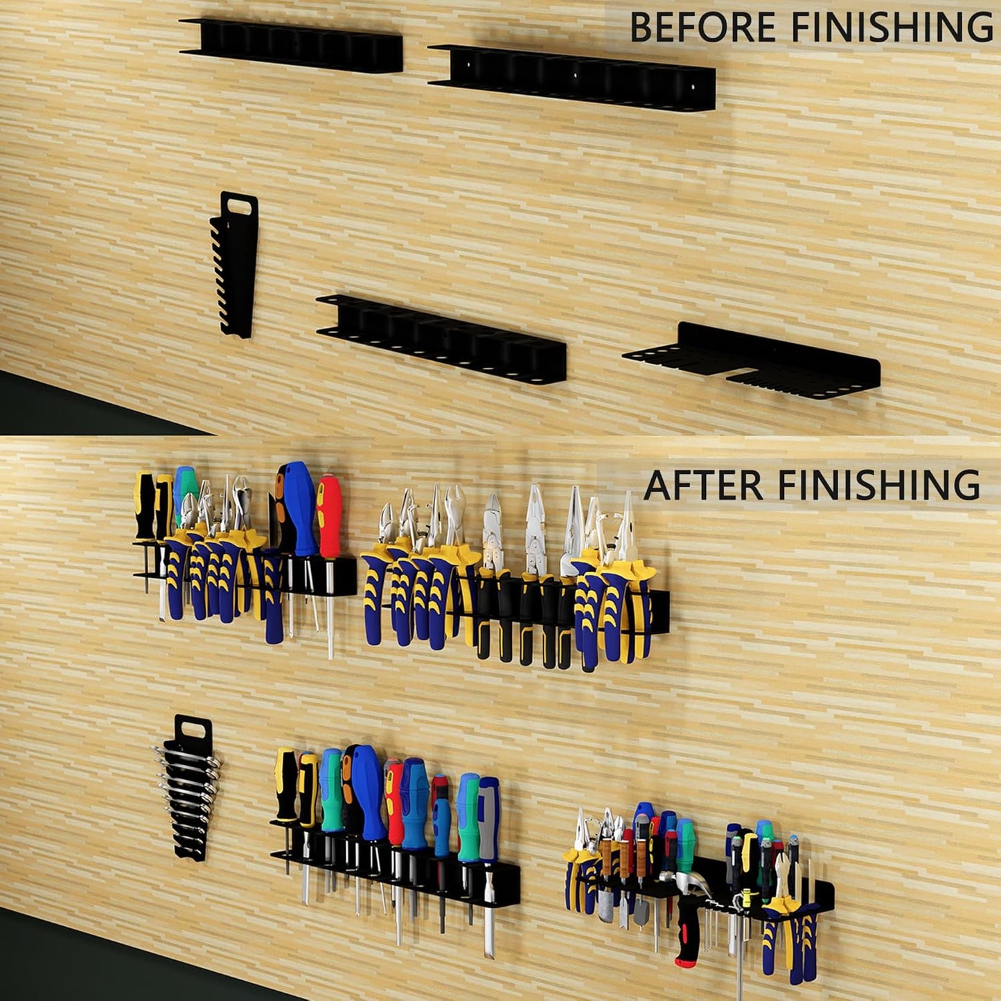 Screwdriver Organizer, Pliers Rack, Hammer Holder, Heavy Duty Wall Mounted Tool Storage Rack, Hand Tools Organizer, Metal Organizer for Garage Workshop, Garage Tool Organizer Wall Mount,15.75 Inch