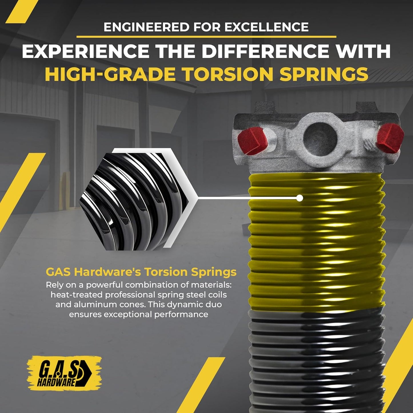 Garage Door Torsion Spring 250x1.75x39 Includes 1” Steel Bearing, Gloves, Manual, and Winding Bars for Right Side of Garage Door Precision E-Coating 5-Year Warranty Min. 30,000 Cycles (Black Cone)