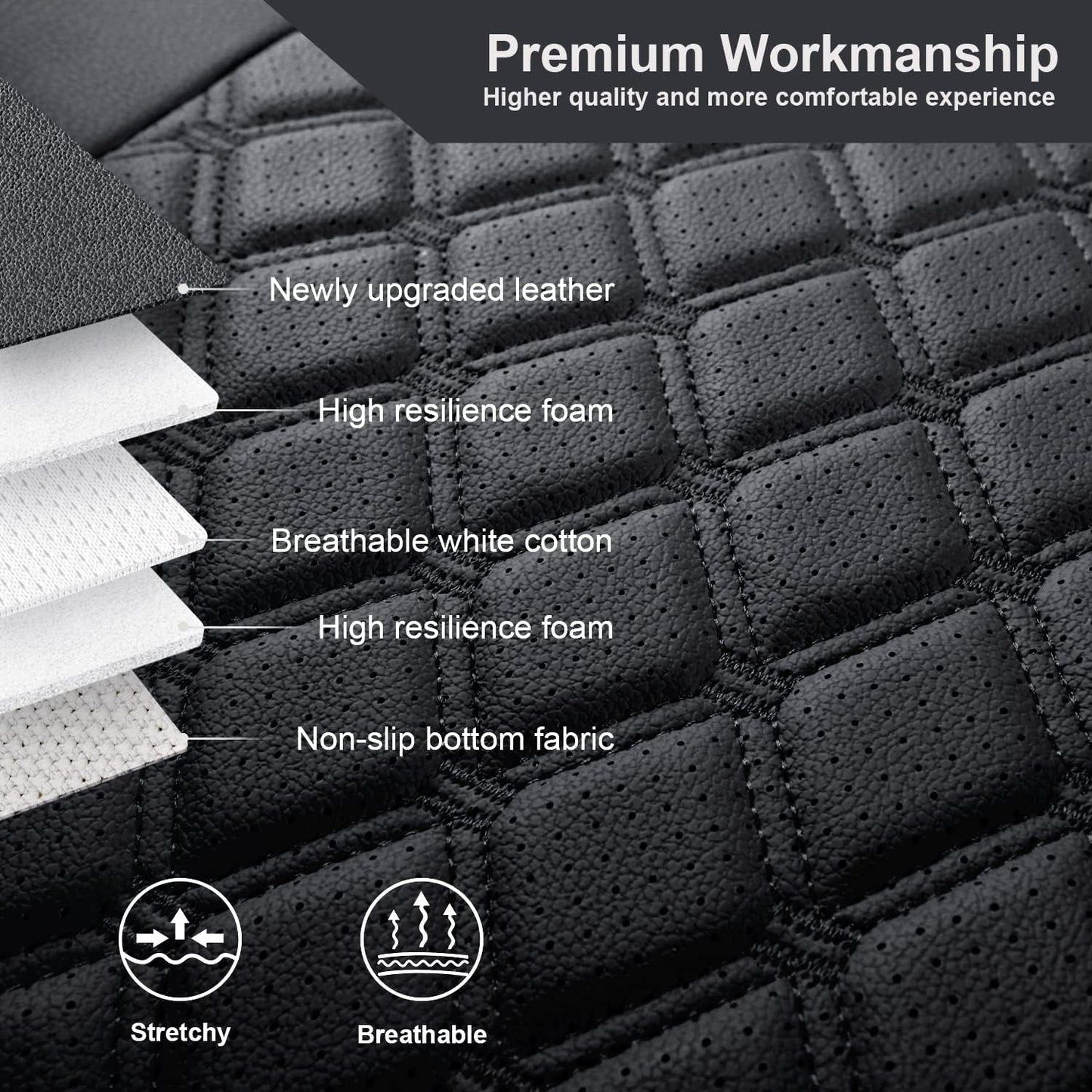 GIANT PANDA Customized Front Car Seat Covers for Jeep Wrangler 2/4 Door JL Sahara Sport Rubicon Unlimited Willys 4xe 2018 2019 2020 2021 2022 2023 2024 2025,Faux Leather - (Black)