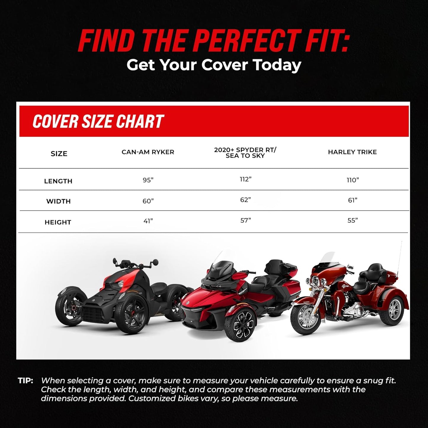 Badass Moto Ultimate Can Am Spyder Cover RT Limited, 2020-2025 Sea to Sky. Fits Can-Am Spyder RT Accessories Durable All Season Weather Waterproof Outdoor Storage Rain Sun Motorcycle Cover Canam