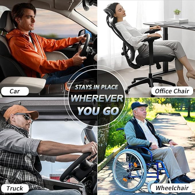 Wedge Car Seat Cushions for Driving, Adult Booster Seat Cushion for Car Truck Driver, Memory Foam Butt Cushion for Office Chair Wheelchair Home, Cloth Grey