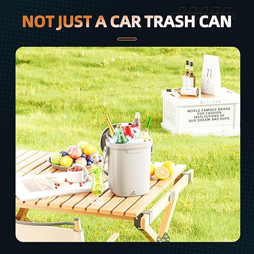 Surume 2 Gallon Silicon Car Trash Can with Lid - 100% Leak-Proof Trash Bin, Waterproof Garbage Can, Gifts for Men and Women