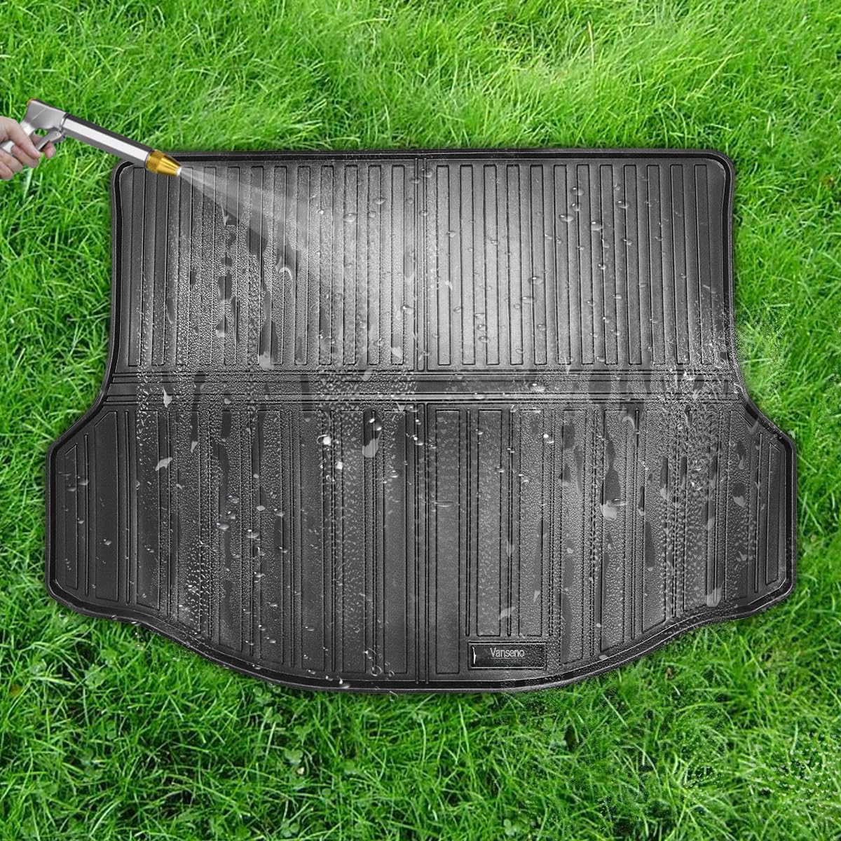 Vanseno Floor mats & CargoTrunk Liners and Backrest Mat Full Set Compatible for Toyota Rav4 2013 2014 2015 2016 2017 2018 All-Weather Rubber Mat Protector Black (13-18RAV4 Full Set)