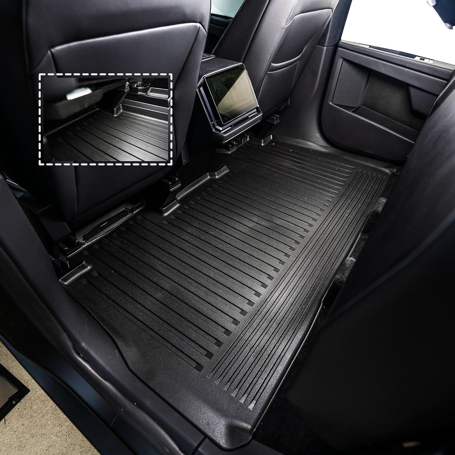 OEDRO Floor Mats & Truck Bed Mat Fit for Tesla Cybertruck 2024 2025, TPE All Weather Floor Liners Custom Fit for 2024 Cybertruck Accessories, 1st & 2nd Row Car Mats and Truck Bed Liner, Black