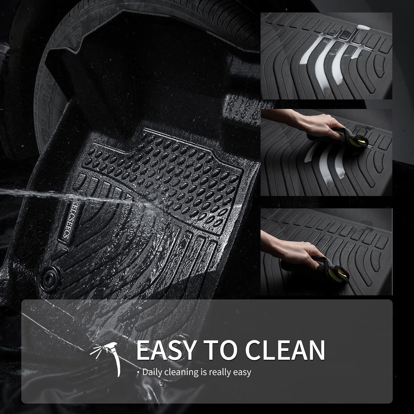 KELCSEECS® Floor Mats Custom for Hyundai Santa Cruz 2025 2024 2023 2022 All Weather Protection TPE Heavy Duty Non-Slip Automotive Floor Liners Fits Front & 2nd Row Full Set Accessories, Black
