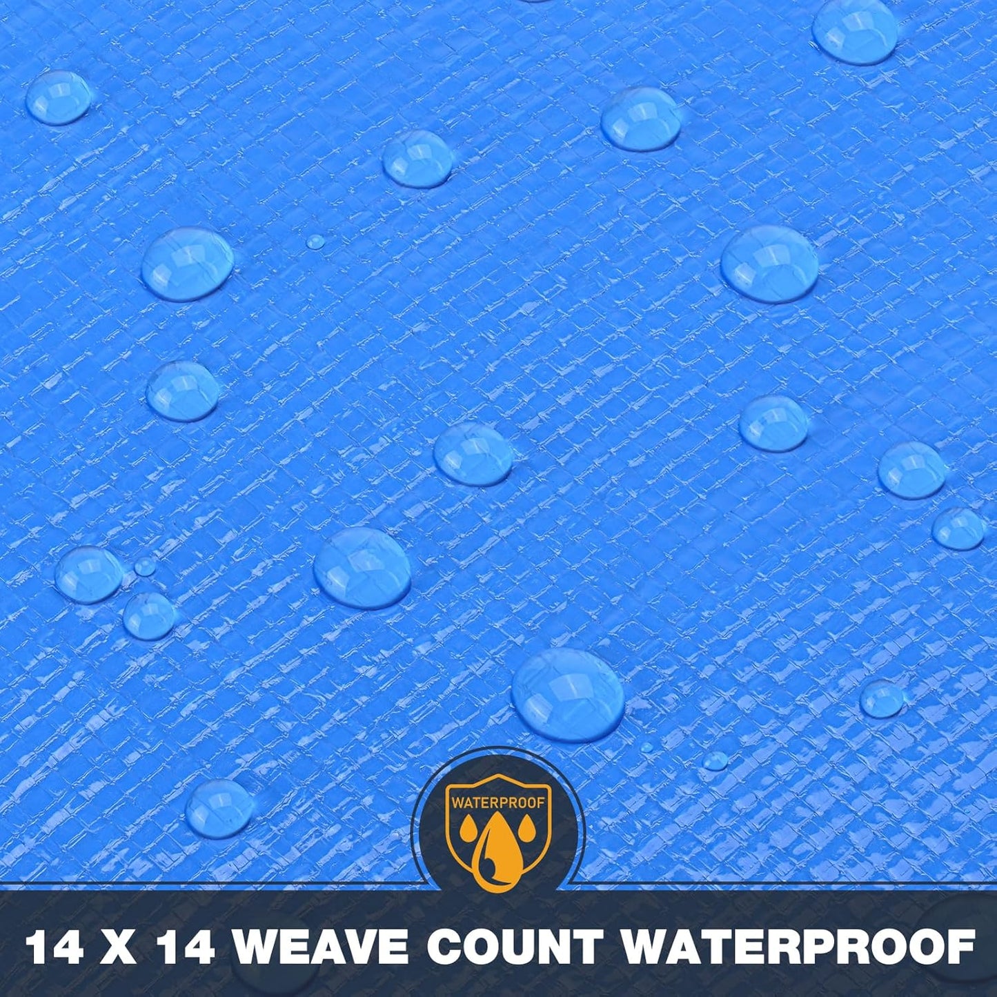 Tarp 8x10 Feet 14 Mil Heavy Duty Waterproof Tarp, Large Multipurpose Cover with Brass Grommets and Reinforced Edges, UV Resistant Thick Poly Tarps for Outdoor Camping Tent Pool Car, Blue