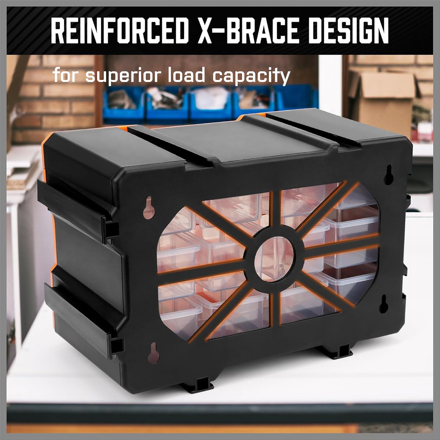 HORUSDY 16-Drawer Storage Cabinet, Wall Mountable Parts Organizer for Hardware, Tools, Screws, Beads, Crafts, Garage, and Office Storage, Customizable Dividable Drawers, Heavy-Duty & Durable